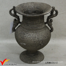 Klassische Rusty Grey Sockel Gusseisen Blume Antike Metall Vase